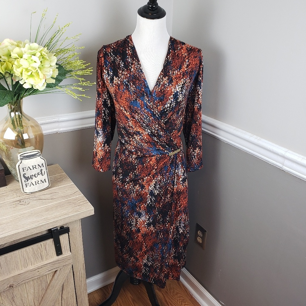 Dressbarn Roz & Ali graphic wrap dress size 20